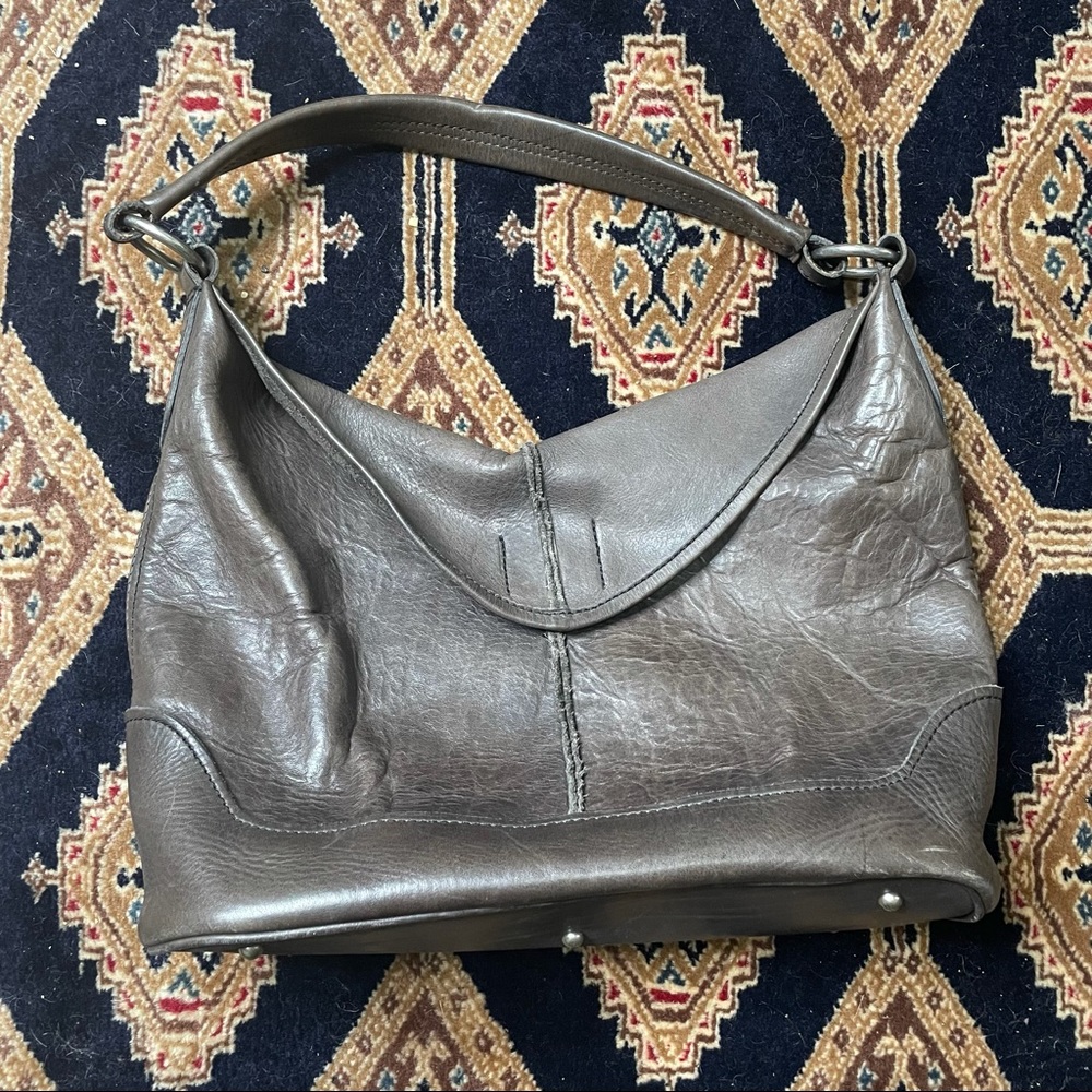 Frye Cara Hobo Leather Smoke Distressed